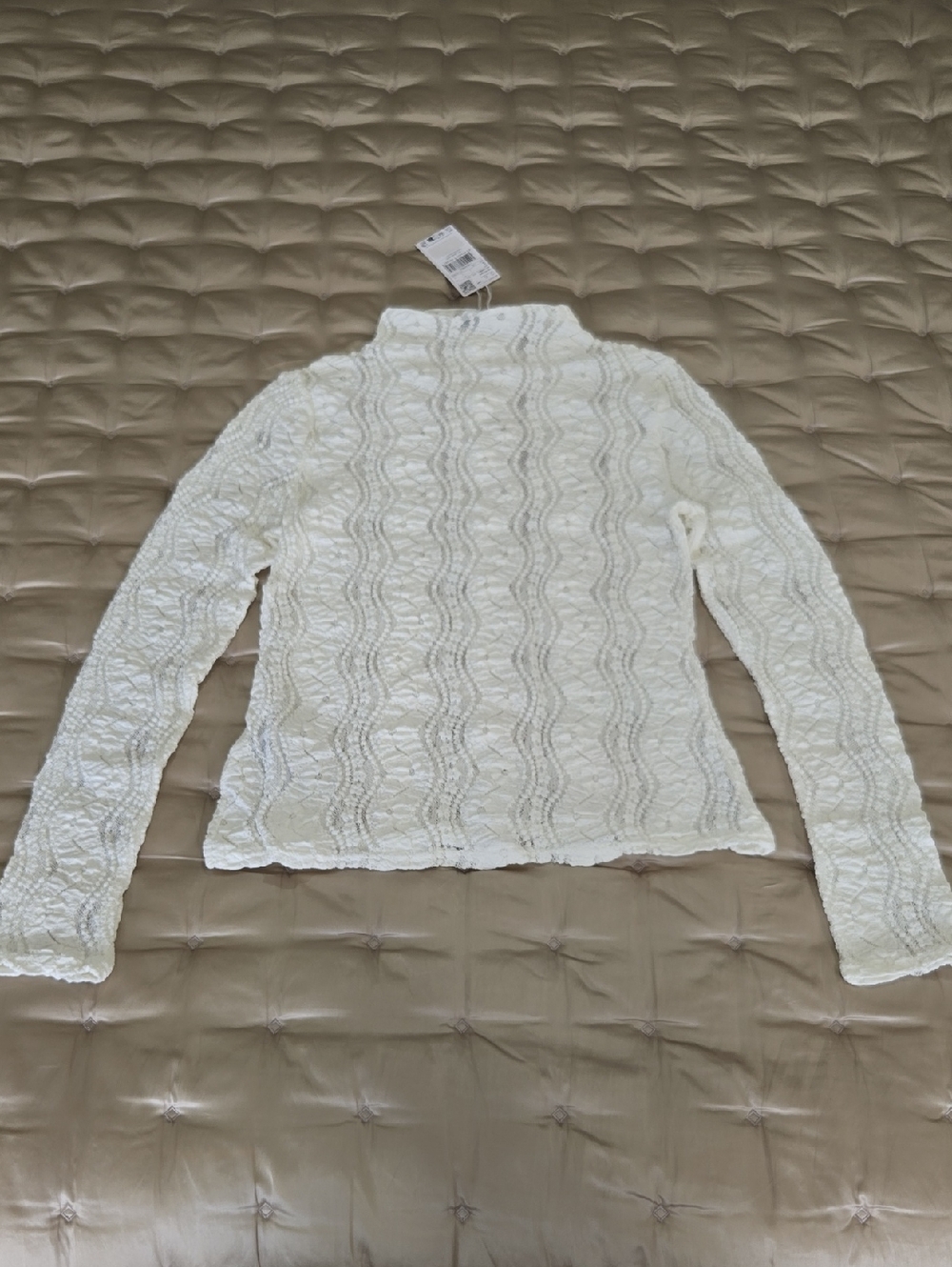 Mango Sweater With Perkins Collar And Lace Design